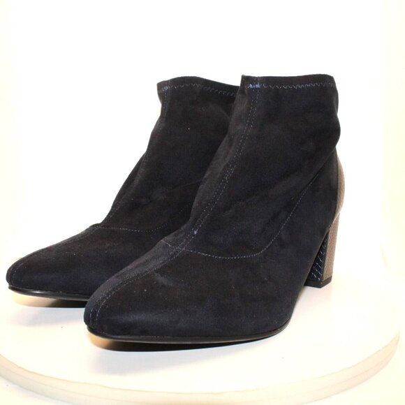 Bandolino Womens Sz 9M Stretch Ankle Boots Heels Shoes Black Leather Booties - Picture 4 of 9